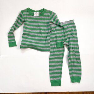 Hanna Andersson Green/Grey Striped Pajamas, Size 4